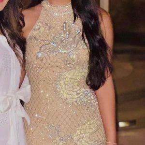 Sherri hill once worn champagne bling dress.